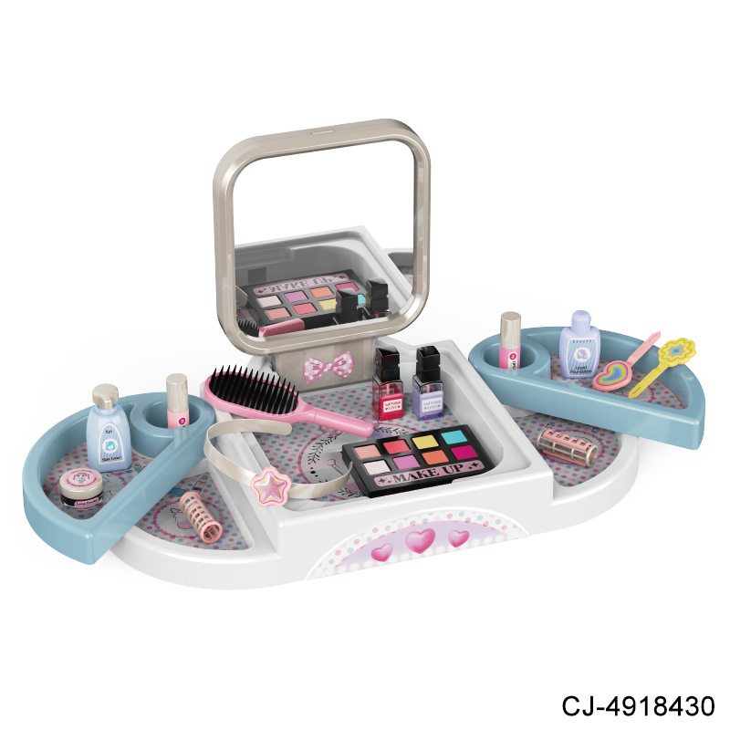 Wholesale of children's simulation dressing table toys, educational role - playing toys for boys and girls, foldable and portable dressing tables with square mirrors